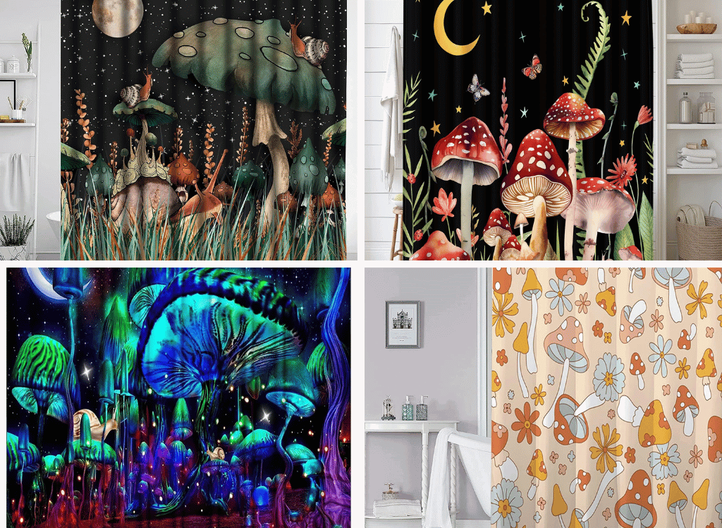 Take a Trip to Fungus Land With a Mushroom Shower Curtain!